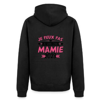 Mamie 2023 Cadeau Enceinte Maman Anniversaire Cool - Veste à capuche bio Premium Unisexe - noir - Dos - Nico (187cm)