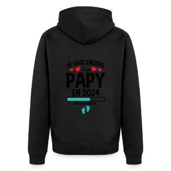 Je Vais Encore Être Papy En 2024 Cadeau Enceinte - Veste à capuche bio Premium Unisexe - noir - Dos - Nico (187cm)