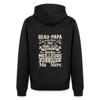 Beau-papa Beau-père Papa Bonus Fête Des Pères Noël - Veste à capuche bio Premium Unisexe - noir - Dos - Nico (187cm)