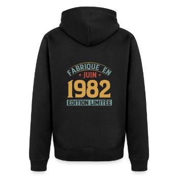 Juin Année 1982 Anniversaire Vintage Idée Cadeau - Veste à capuche bio Premium Unisexe - noir - Dos - Nico (187cm)