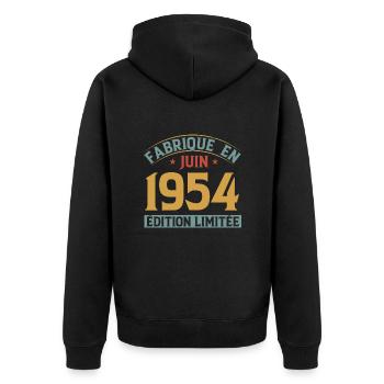 Fabriqué En Juin 1954 Anniversaire Cadeau Vintage - Veste à capuche bio Premium Unisexe - noir - Dos - Nico (187cm)