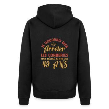 Je N'ai Que 49 Ans Anniversaire Cadeau Vintage Âge - Veste à capuche bio Premium Unisexe - noir - Dos - Nico (187cm)