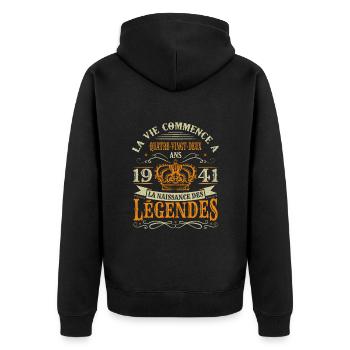 82 Ans 1941 Joyeux Anniversaire Vintage Perfection - Veste à capuche bio Premium Unisexe - noir - Dos - Nico (187cm)