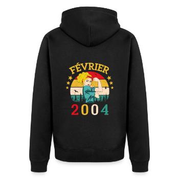 Février 2004 anniversaire idée cadeau vintage 2004 - Veste à capuche bio Premium Unisexe - noir - Dos - Nico (187cm)