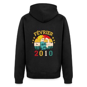 Février 2010 anniversaire idée cadeau vintage 2010 - Veste à capuche bio Premium Unisexe - noir - Dos - Nico (187cm)
