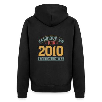 Fabriqué En Juin 2010 Anniversaire Cadeau Vintage - Veste à capuche bio Premium Unisexe - noir - Dos - Nico (187cm)