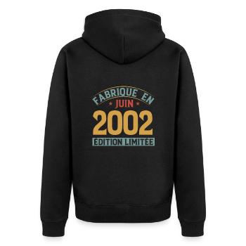 Fabriqué En Juin 2002 Anniversaire Cadeau Vintage - Veste à capuche bio Premium Unisexe - noir - Dos - Nico (187cm)