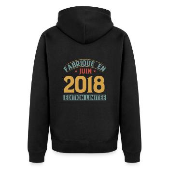 Fabriqué En Juin 2018 Anniversaire Cadeau Vintage - Veste à capuche bio Premium Unisexe - noir - Dos - Nico (187cm)