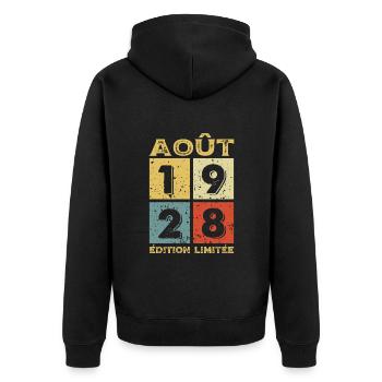 Août 1928 Original Idée Cadeau Anniversaire - Veste à capuche bio Premium Unisexe - noir - Dos - Nico (187cm)