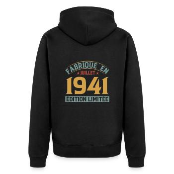 Fabriqué En Juillet 1941 Anniversaire Vintage 1941 - Veste à capuche bio Premium Unisexe - noir - Dos - Nico (187cm)