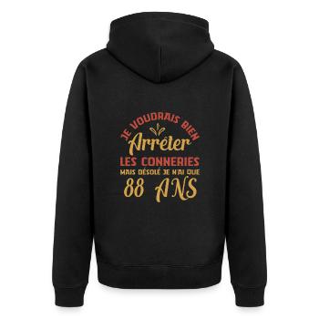 Je N'ai Que 88 Ans Anniversaire Cadeau Vintage Âge - Veste à capuche bio Premium Unisexe - noir - Dos - Nico (187cm)