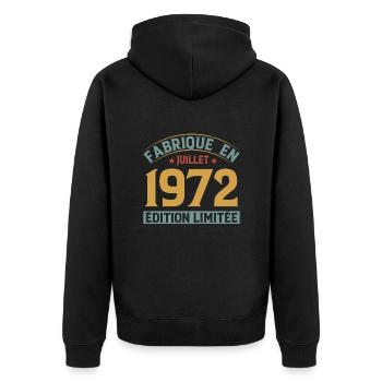 Fabriqué En Juillet 1972 Anniversaire Vintage 1972 - Veste à capuche bio Premium Unisexe - noir - Dos - Nico (187cm)