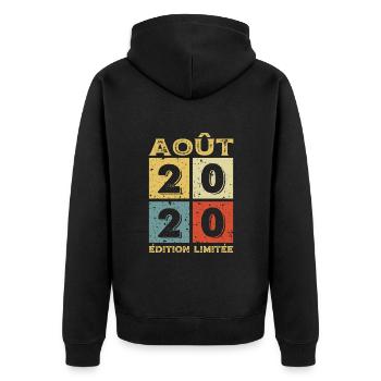 Août 2020 Original Idée Cadeau Anniversaire - Veste à capuche bio Premium Unisexe - noir - Dos - Nico (187cm)
