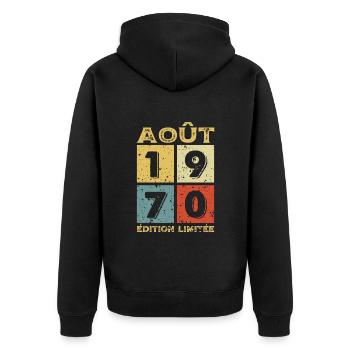 Août 1970 Original Idée Cadeau Anniversaire - Veste à capuche bio Premium Unisexe - noir - Dos - Nico (187cm)
