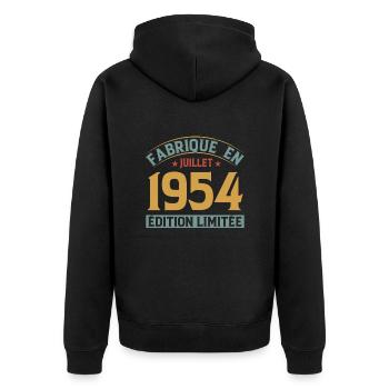 Fabriqué En Juillet 1954 Anniversaire Vintage 1954 - Veste à capuche bio Premium Unisexe - noir - Dos - Nico (187cm)