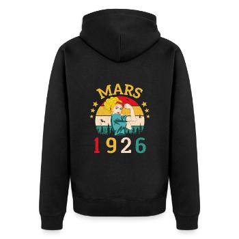 Mars 1926 Anniversaire Idée Cadeau Vintage 1926 - Veste à capuche bio Premium Unisexe - noir - Dos - Nico (187cm)