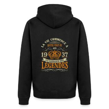 86 Ans 1937 Joyeux Anniversaire Vintage Perfection - Veste à capuche bio Premium Unisexe - noir - Dos - Nico (187cm)