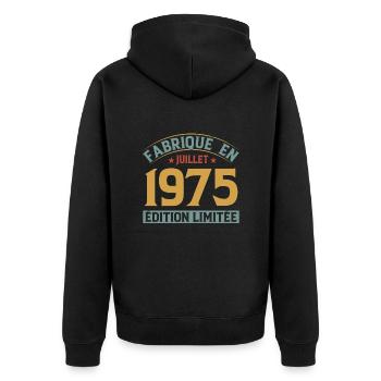 Fabriqué En Juillet 1975 Anniversaire Vintage 1975 - Veste à capuche bio Premium Unisexe - noir - Dos - Nico (187cm)