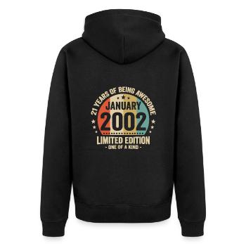 21 Ans Janvier 2002 Anniversaire Cadeau Vintage - Veste à capuche bio Premium Unisexe - noir - Dos - Nico (187cm)