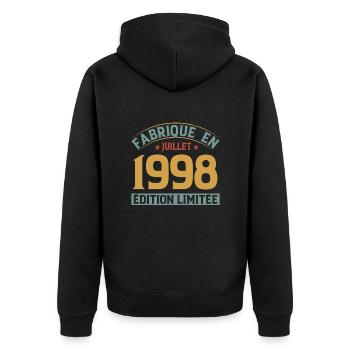 Fabriqué En Juillet 1998 Anniversaire Vintage 1998 - Veste à capuche bio Premium Unisexe - noir - Dos - Nico (187cm)