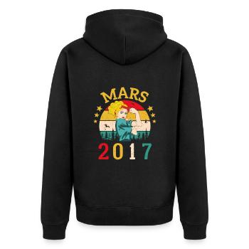 Mars 2017 Anniversaire Idée Cadeau Vintage 2017 - Veste à capuche bio Premium Unisexe - noir - Dos - Nico (187cm)