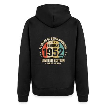 71 Years Of Being Awesome Since February 1952 - Unisex Premium Organic Zip Hoodie - black - Back - Nico (187cm)