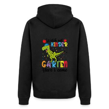 Hé les enfants, j'arrive, dinos, à l'école - Veste à capuche bio Premium Unisexe - noir - Dos - Nico (187cm)