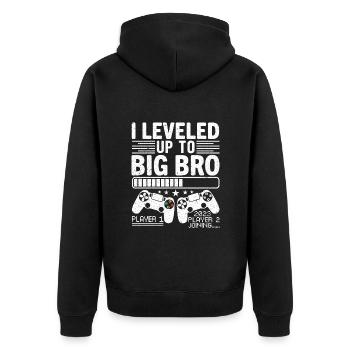 J'ai Atteint Le Niveau De Frère 2023 - Veste à capuche bio Premium Unisexe - noir - Dos - Nico (187cm)