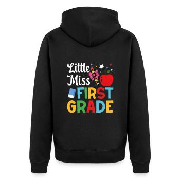 Little Miss erstes Jahr - Unisex Premium Bio Zip Hoodie - Schwarz - Hinten - Nico (187cm)