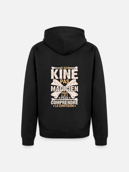 Je Suis Kiné Pas Magicien - Veste à capuche bio Premium Unisexe - noir