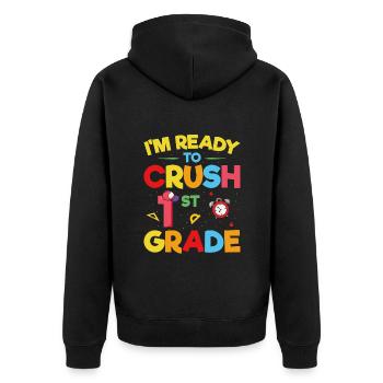 I'm ready to crush the 1st year - Unisex Premium Organic Zip Hoodie - black - Back - Nico (187cm)
