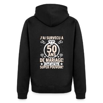 Cadeau Pour 50 Ans De Mariage - Veste à capuche bio Premium Unisexe - noir - Dos - Nico (187cm)
