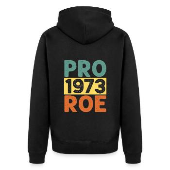 Pro 1973 Roe - Unisex Premium Bio Zip Hoodie - Schwarz - Hinten - Nico (187cm)