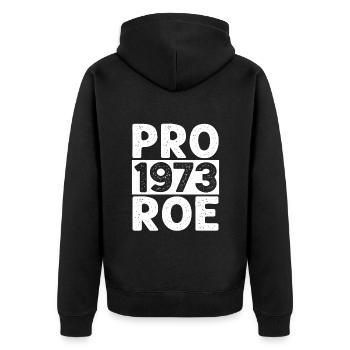 Pro 1973 Roe - Unisex Premium Bio Zip Hoodie - Schwarz - Hinten - Nico (187cm)