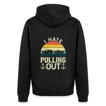 Camping I hate Tires Funny Out Trailer - Unisex Premium Organic Zip Hoodie - black - Back - Nico (187cm)