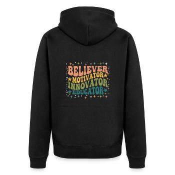 Croyant Motivateur Innovateur Éducateur - Veste à capuche bio Premium Unisexe - noir - Dos - Nico (187cm)