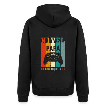 Niveau Papa Débloqué - Veste à capuche bio Premium Unisexe - noir - Dos - Nico (187cm)