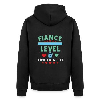 Unlocked Fiancé Level - Unisex Premium Organic Zip Hoodie - black - Back - Nico (187cm)