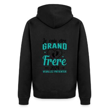 Je Vais Être Grand Frère 2024 - Veste à capuche bio Premium Unisexe - noir - Dos - Nico (187cm)