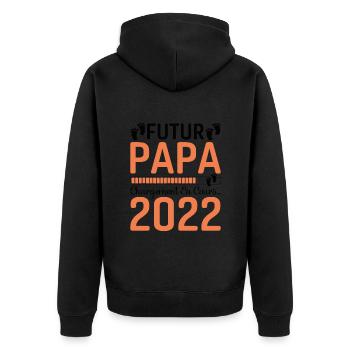 Futur Papa 2022 Naissance Cadeau Grossesse Père - Veste à capuche bio Premium Unisexe - noir - Dos - Nico (187cm)