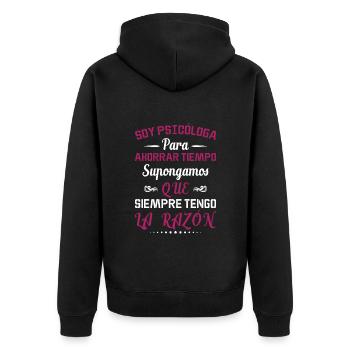 Je Suis Psychologue - Veste à capuche bio Premium Unisexe - noir - Dos - Nico (187cm)