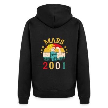 Mars 2001 Anniversaire Idée Cadeau Vintage 2001 - Veste à capuche bio Premium Unisexe - noir - Dos - Nico (187cm)