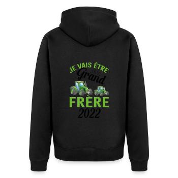 Je Vais Être Grand Frère 2022 - Veste à capuche bio Premium Unisexe - noir - Dos - Nico (187cm)