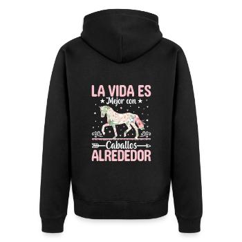 La Vie Est Meilleure Avec Des Chevaux - Veste à capuche bio Premium Unisexe - noir - Dos - Nico (187cm)