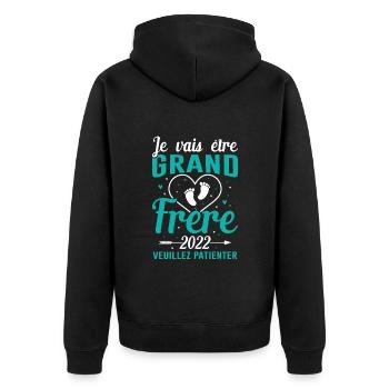 Je Vais Être Grand Frère 2022 - Veste à capuche bio Premium Unisexe - noir - Dos - Nico (187cm)
