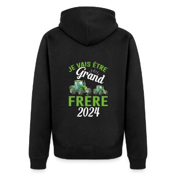 Je Vais Être Grand Frère 2024 - Veste à capuche bio Premium Unisexe - noir - Dos - Nico (187cm)
