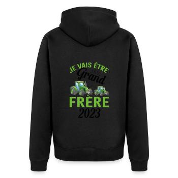 Je Vais Être Grand Frère 2023 - Veste à capuche bio Premium Unisexe - noir - Dos - Nico (187cm)