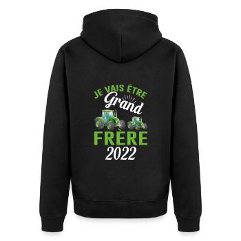 Je Vais Être Grand Frère 2022 - Veste à capuche bio Premium Unisexe - noir - Dos - Nico (187cm)