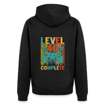 Niveau 40 Complété - Veste à capuche bio Premium Unisexe - noir - Dos - Nico (187cm)