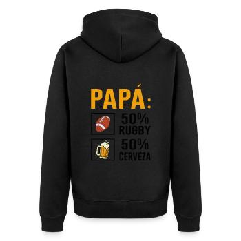 Papa 50% Rugby 50% Bière Cadeau De Fête Des Pères - Veste à capuche bio Premium Unisexe - noir - Dos - Nico (187cm)